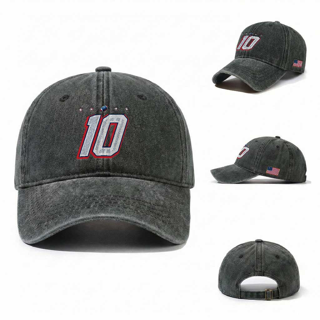 Football Quarterback Number 10 Washed Cotton Baseball Cap Sport Lover Gift For NEF