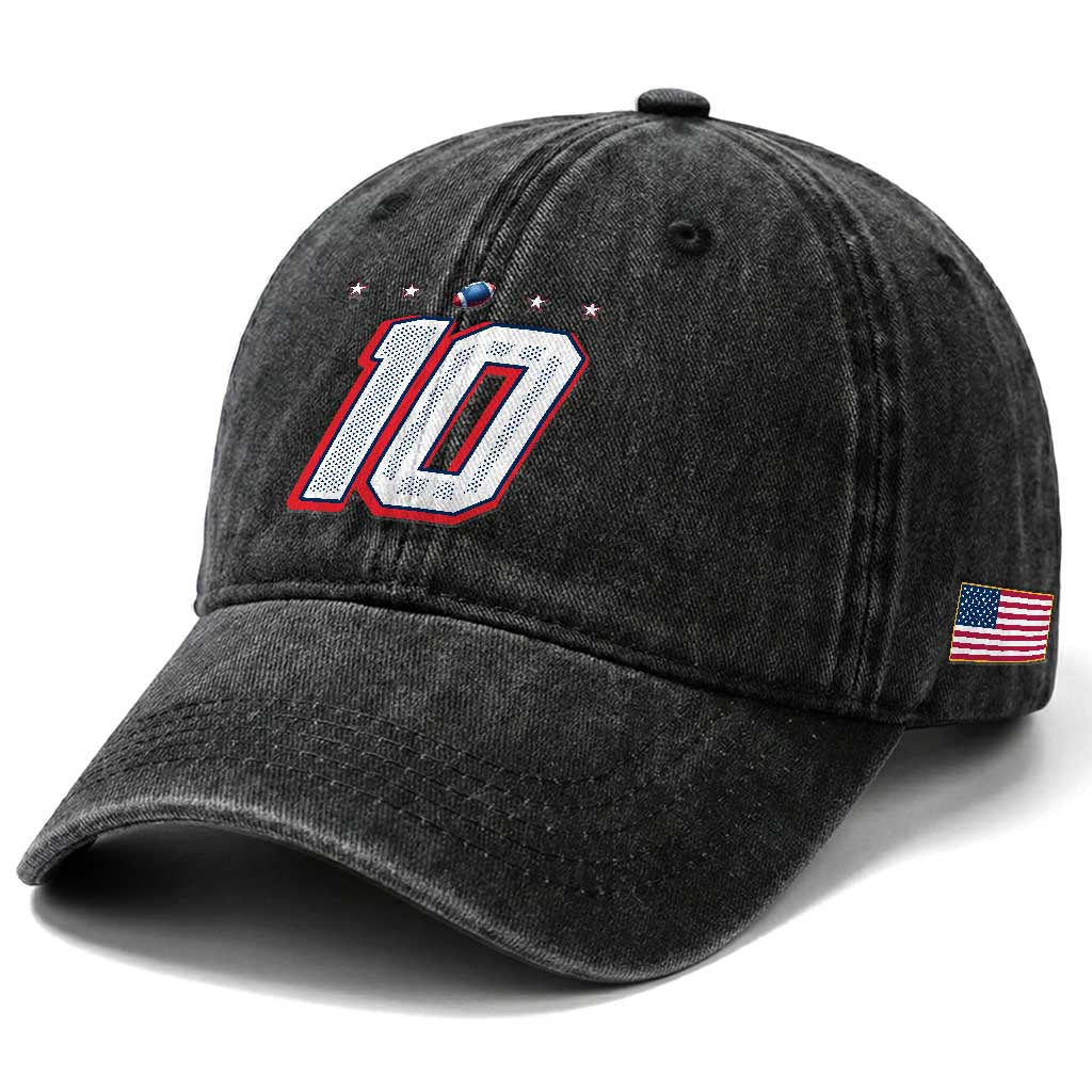 Football Quarterback Number 10 Washed Cotton Baseball Cap Sport Lover Gift For NEF