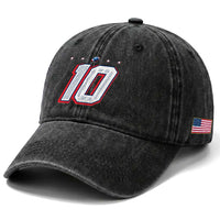 Football Quarterback Number 10 Washed Cotton Baseball Cap Sport Lover Gift For NEF