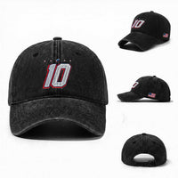Football Quarterback Number 10 Washed Cotton Baseball Cap Sport Lover Gift For NEF