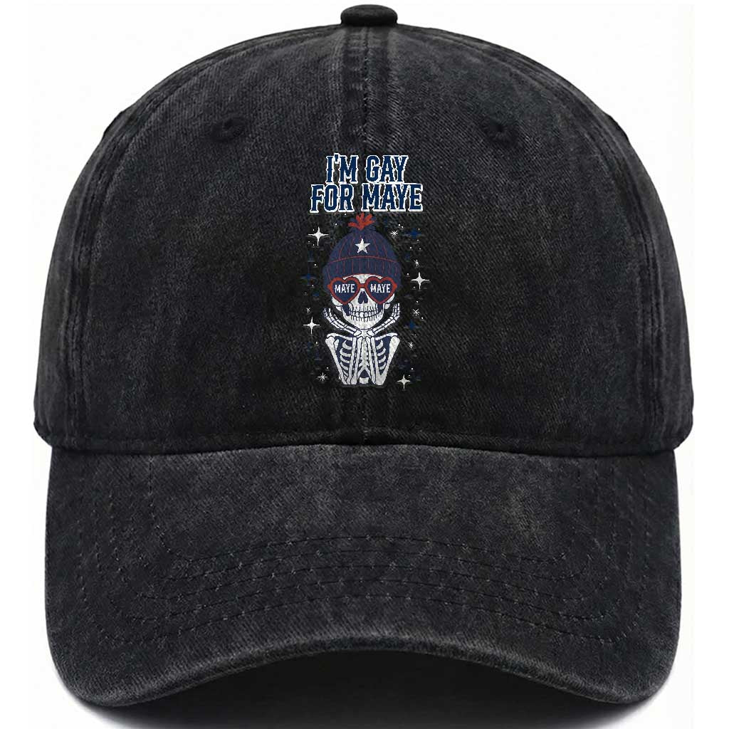 I Am Gay For Maye Washed Cotton Baseball Cap Funny QB Sport Fan