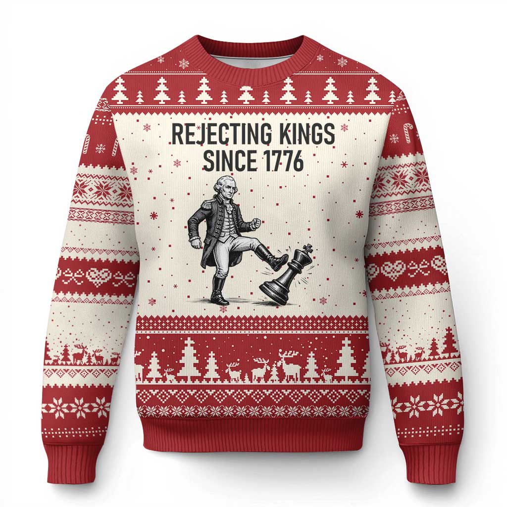 Rejecting Kings Since 1776 Ugly Christmas Sweater Funny George Washington