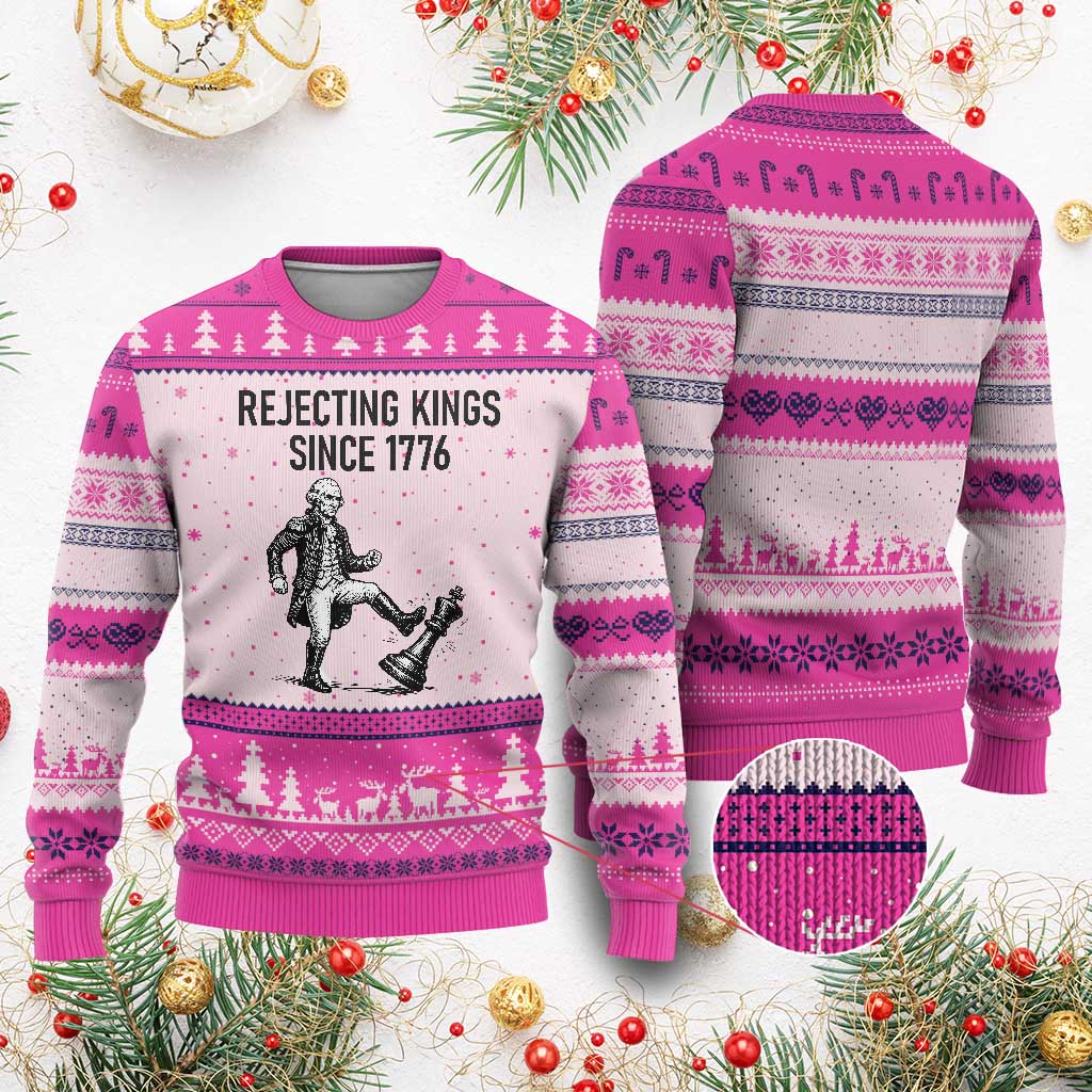Rejecting Kings Since 1776 Ugly Christmas Sweater Funny George Washington