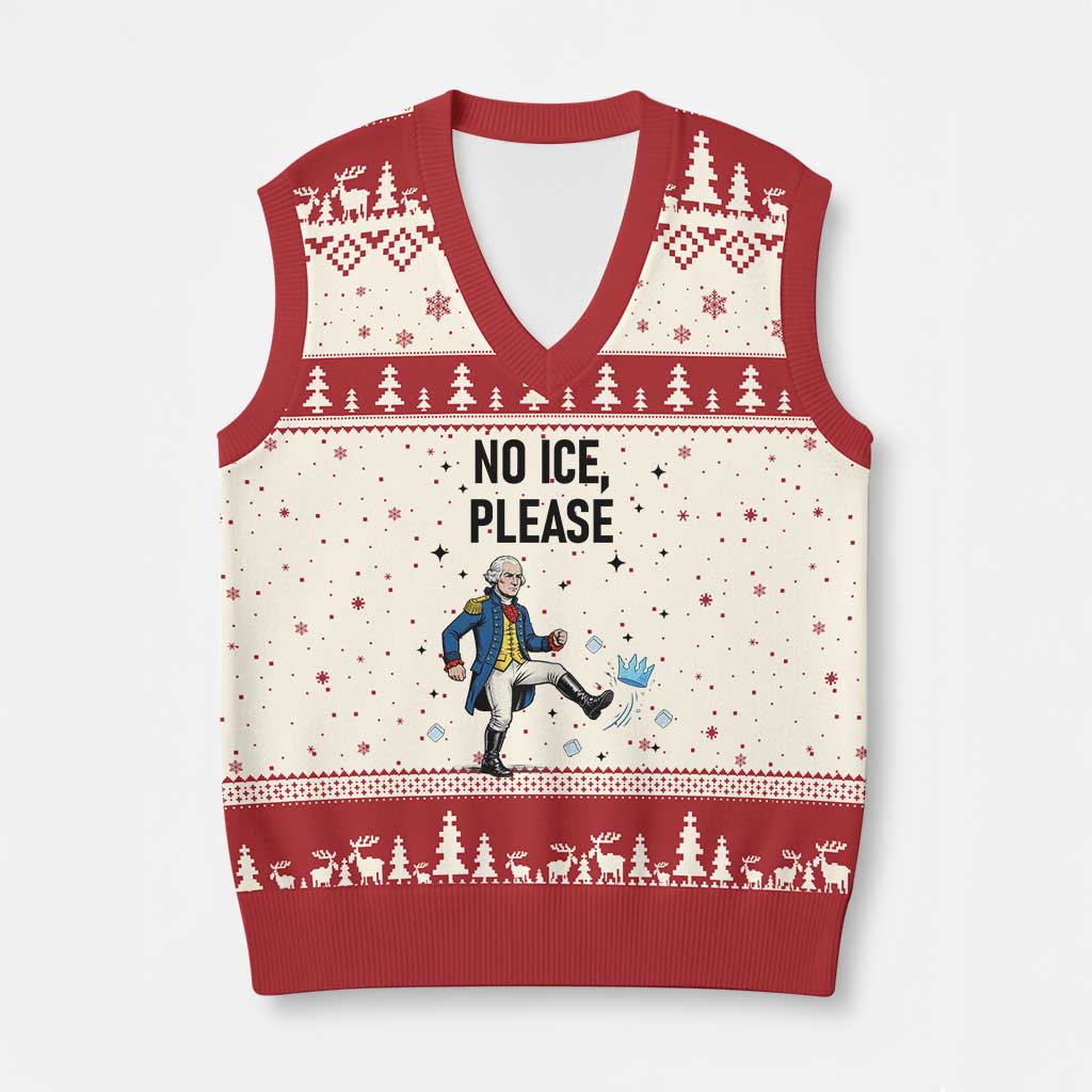 Funny George Washington V-Neck Knit Sweater Vest No Ice Please
