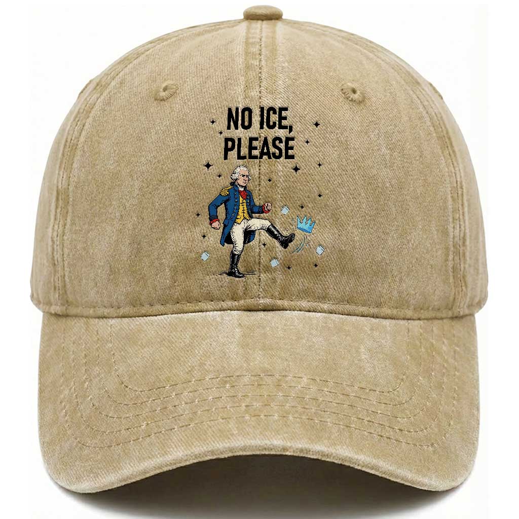 Funny George Washington Washed Cotton Baseball Cap No Ice Please