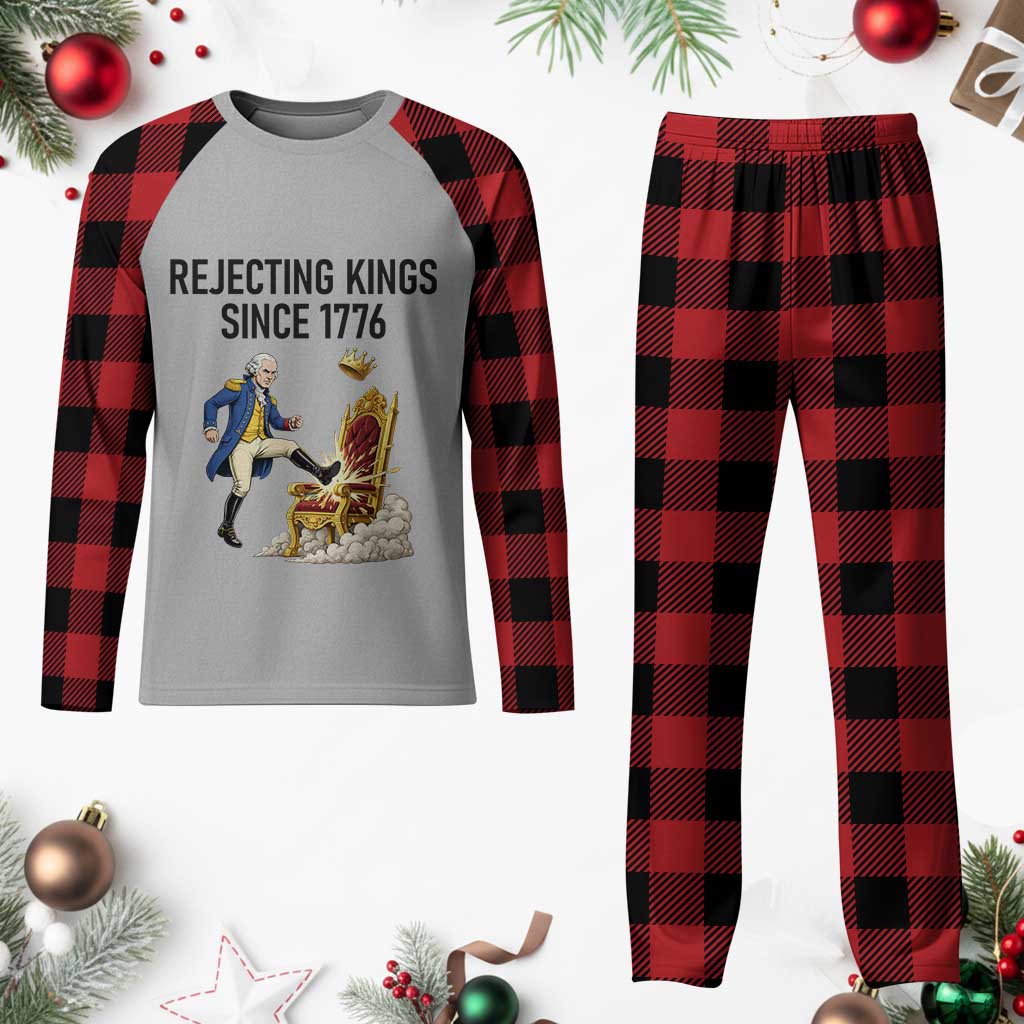 Funny George Washington Protest Plaid Pajama Set Rejecting Kings Since 1776