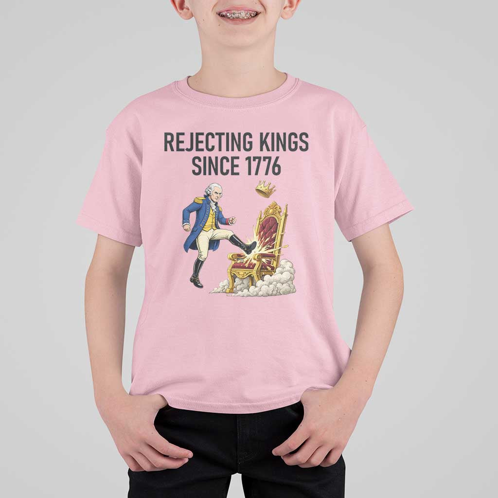 Funny George Washington Protest T Shirt For Kid Rejecting Kings Since 1776