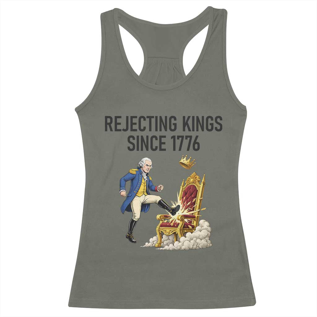 Funny George Washington Protest Racerback Tank Top Rejecting Kings Since 1776