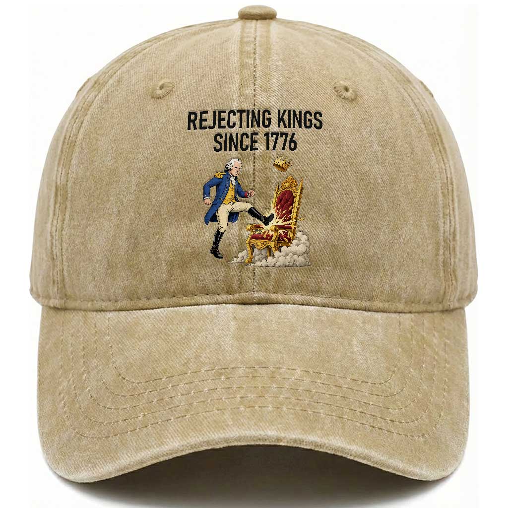 Funny George Washington Protest Washed Cotton Baseball Cap Rejecting Kings Since 1776