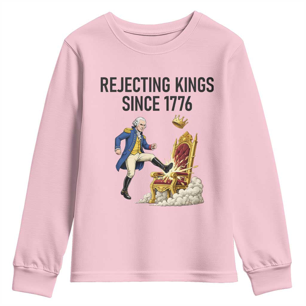 Funny George Washington Protest Youth Sweatshirt Rejecting Kings Since 1776