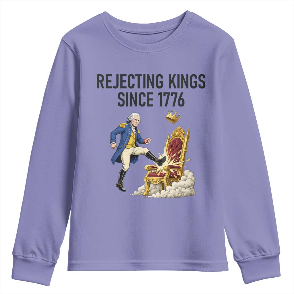 Funny George Washington Protest Youth Sweatshirt Rejecting Kings Since 1776