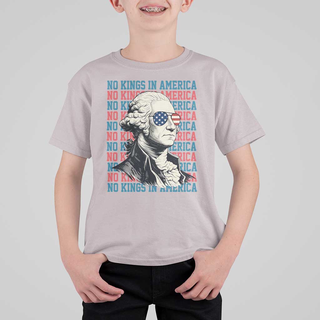 Funny George Washington Protest T Shirt For Kid No Kings In America
