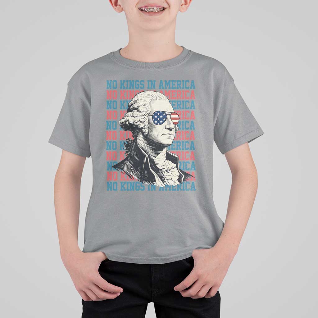 Funny George Washington Protest T Shirt For Kid No Kings In America