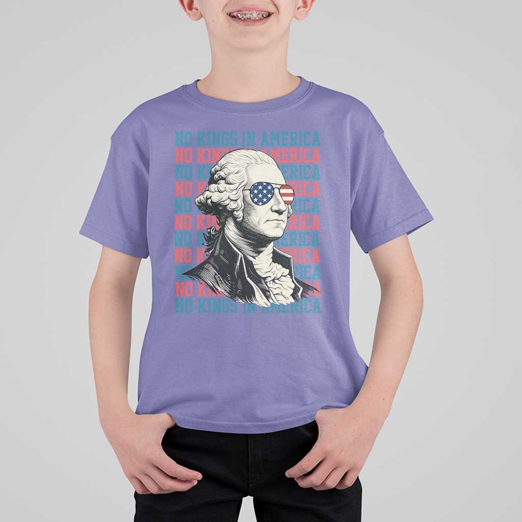 Funny George Washington Protest T Shirt For Kid No Kings In America
