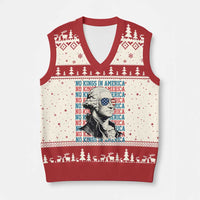 Funny George Washington Protest V-Neck Knit Sweater Vest No Kings In America