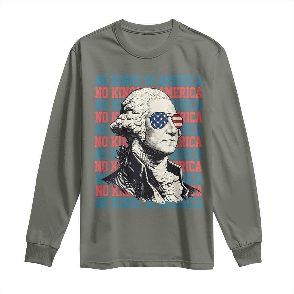 Funny George Washington Protest Long Sleeve Shirt No Kings In America