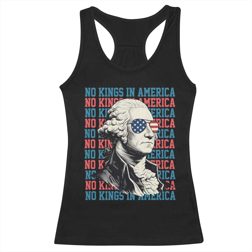 Funny George Washington Protest Racerback Tank Top No Kings In America