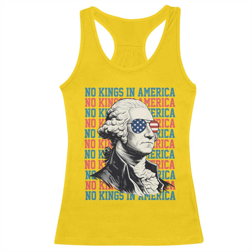 Funny George Washington Protest Racerback Tank Top No Kings In America