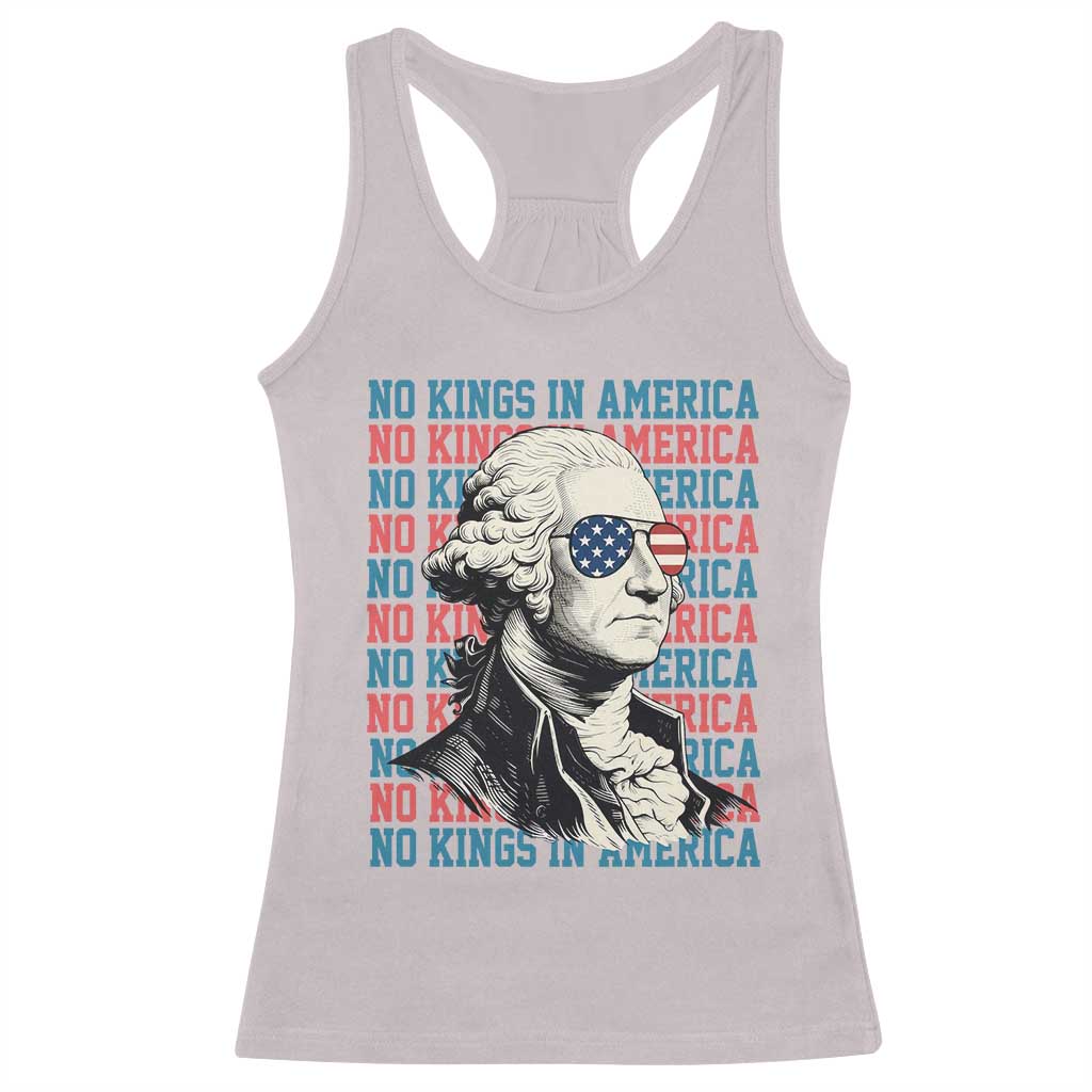 Funny George Washington Protest Racerback Tank Top No Kings In America