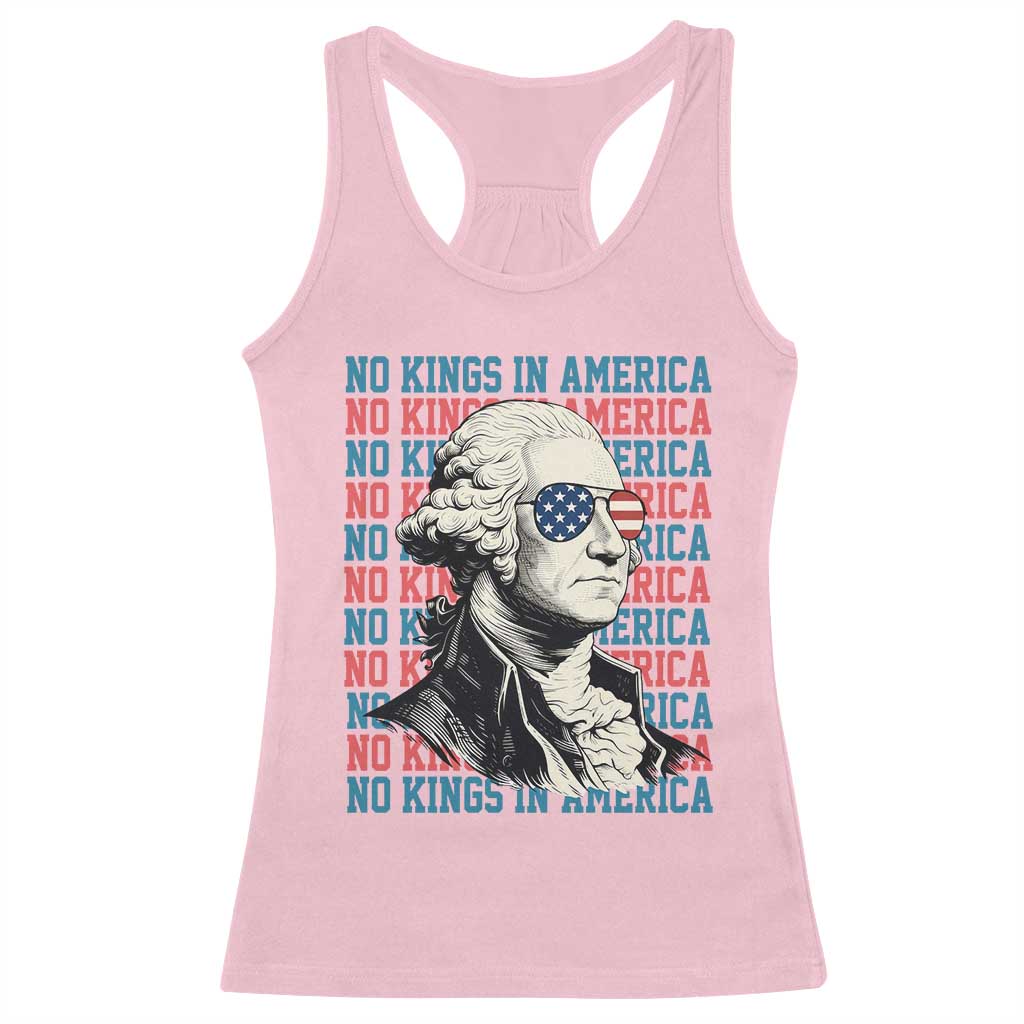 Funny George Washington Protest Racerback Tank Top No Kings In America