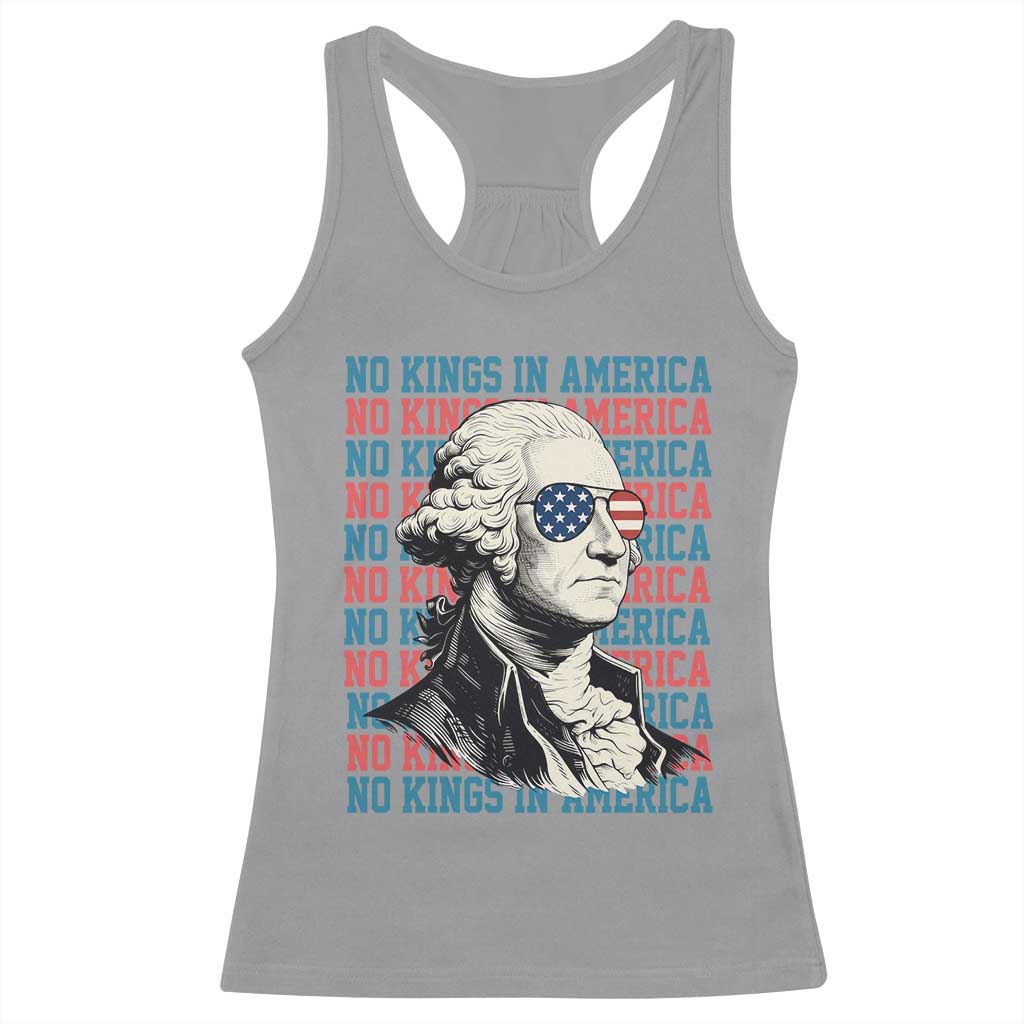 Funny George Washington Protest Racerback Tank Top No Kings In America