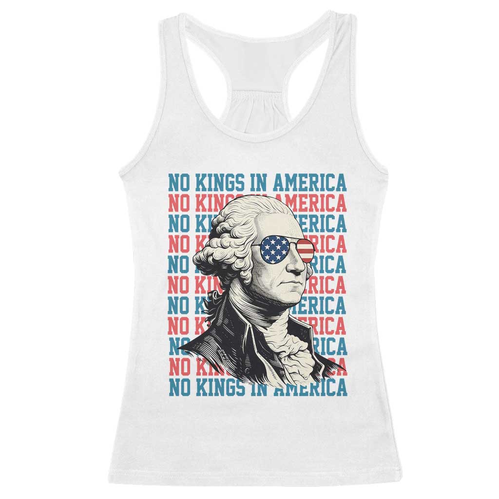 Funny George Washington Protest Racerback Tank Top No Kings In America