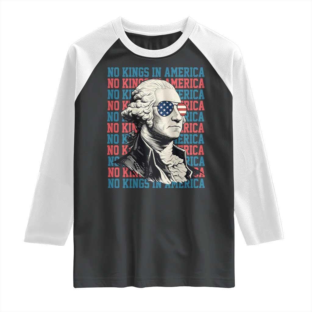 Funny George Washington Protest Raglan Shirt No Kings In America