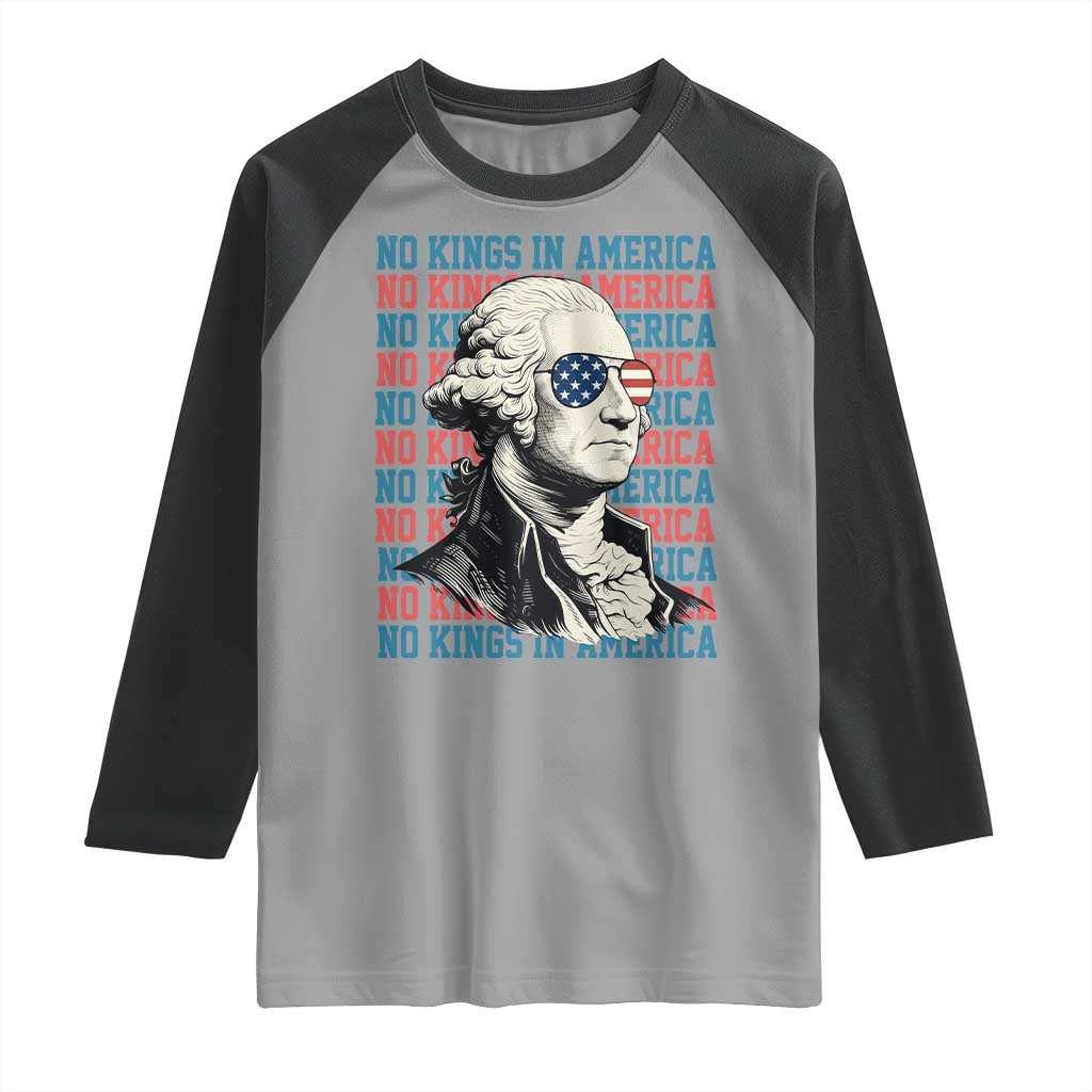 Funny George Washington Protest Raglan Shirt No Kings In America