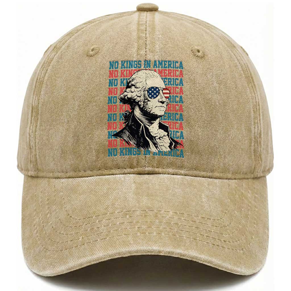 Funny George Washington Protest Washed Cotton Baseball Cap No Kings In America
