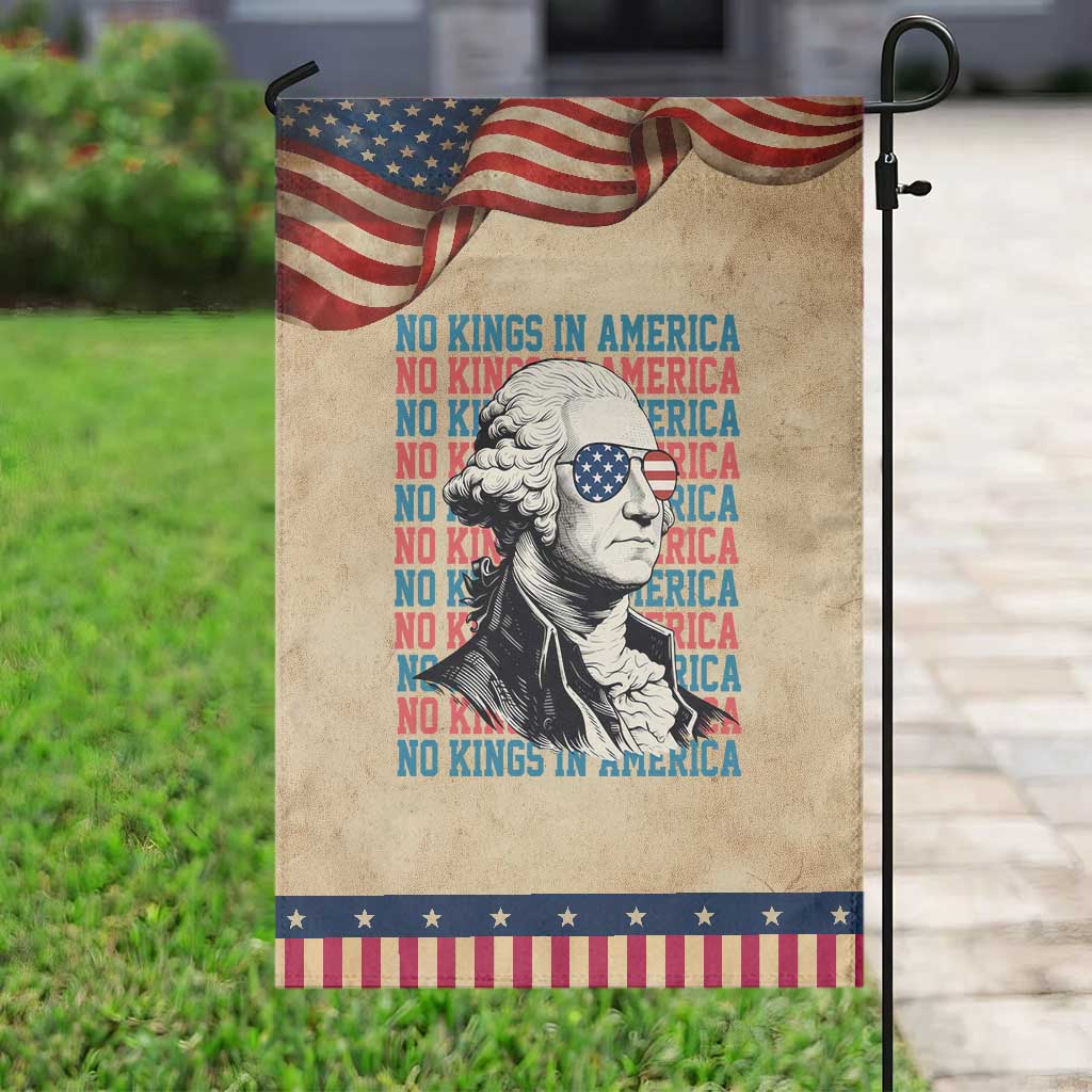 Funny George Washington Protest Garden Flag No Kings In America