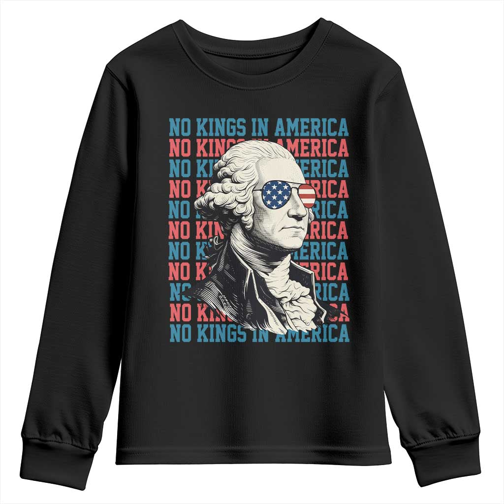 Funny George Washington Protest Youth Sweatshirt No Kings In America