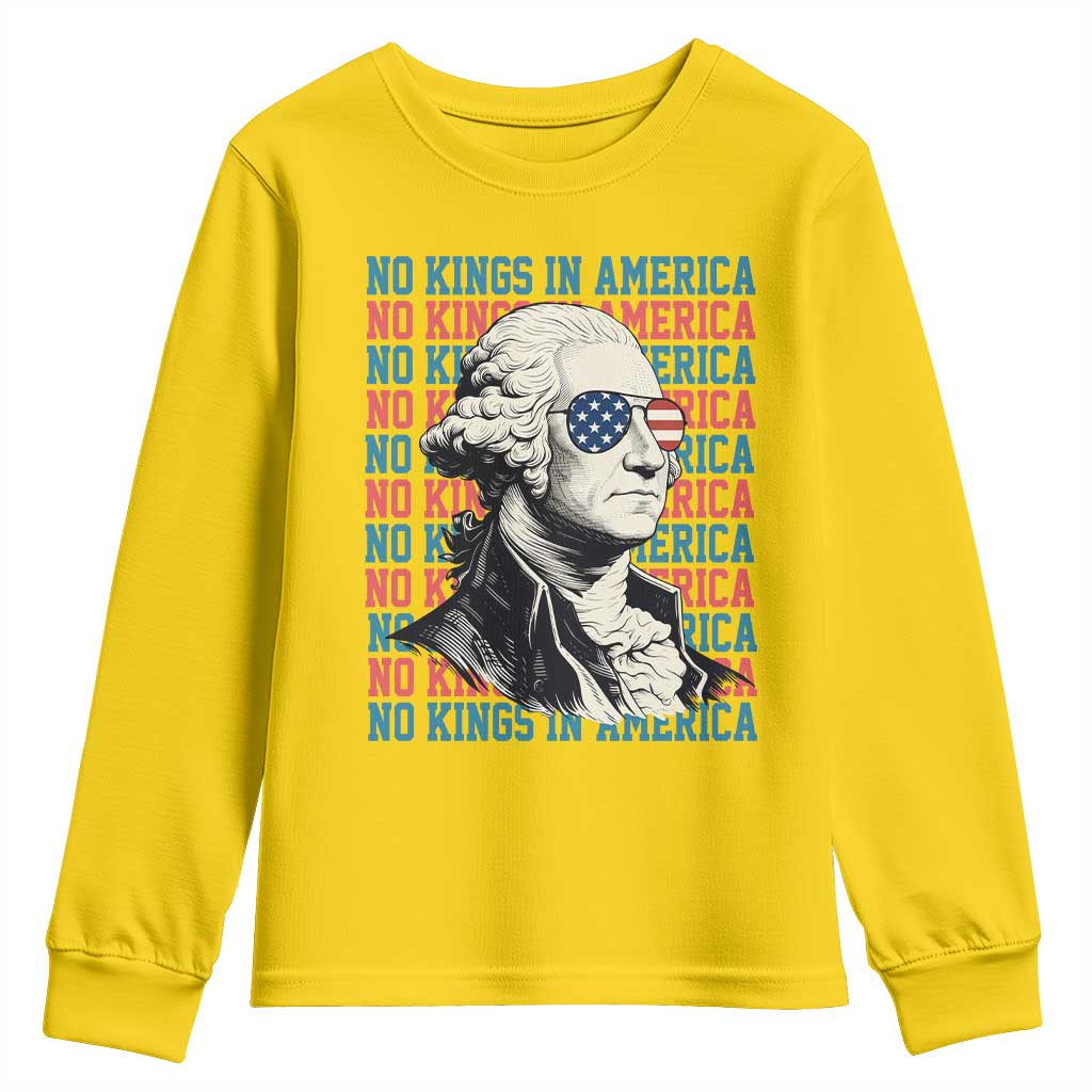 Funny George Washington Protest Youth Sweatshirt No Kings In America