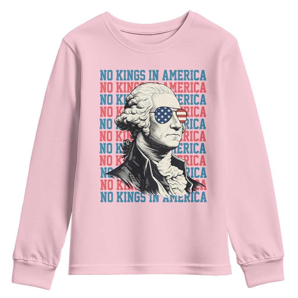 Funny George Washington Protest Youth Sweatshirt No Kings In America