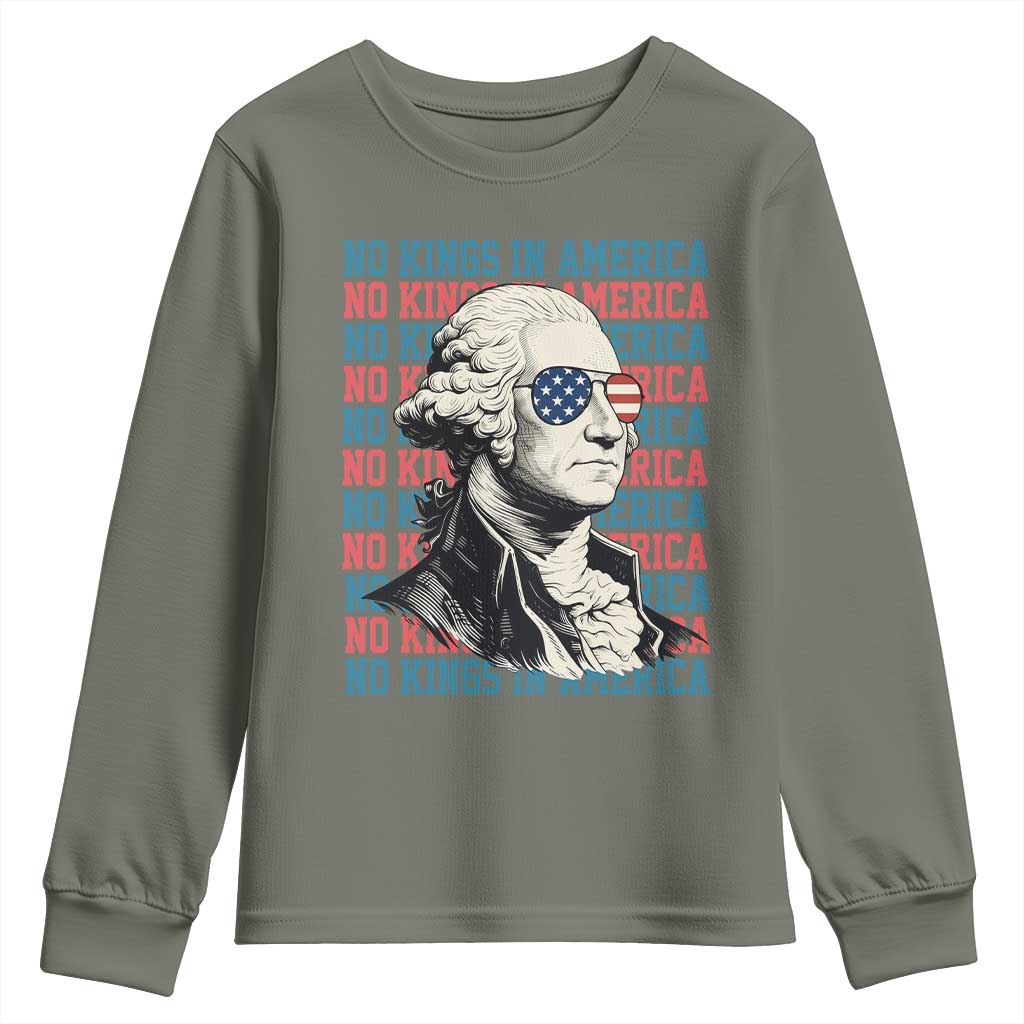 Funny George Washington Protest Youth Sweatshirt No Kings In America