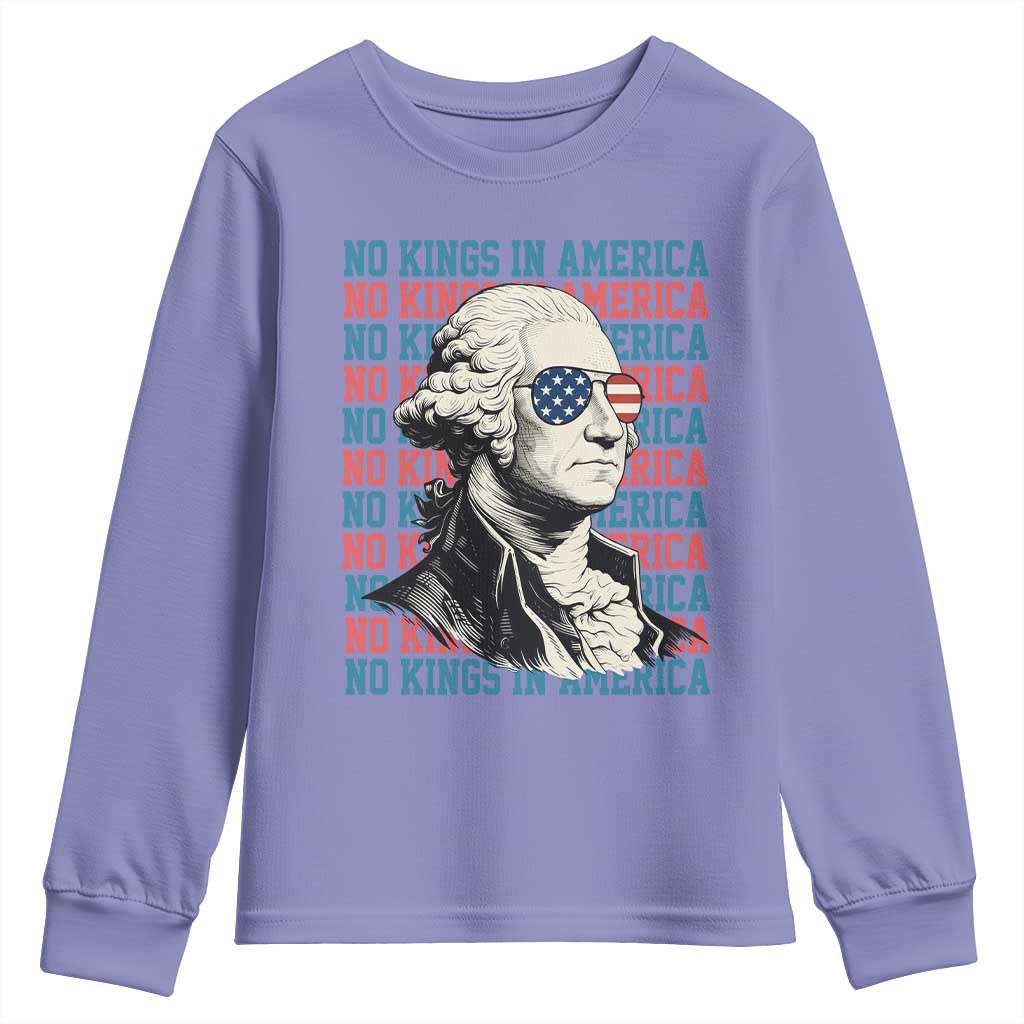 Funny George Washington Protest Youth Sweatshirt No Kings In America
