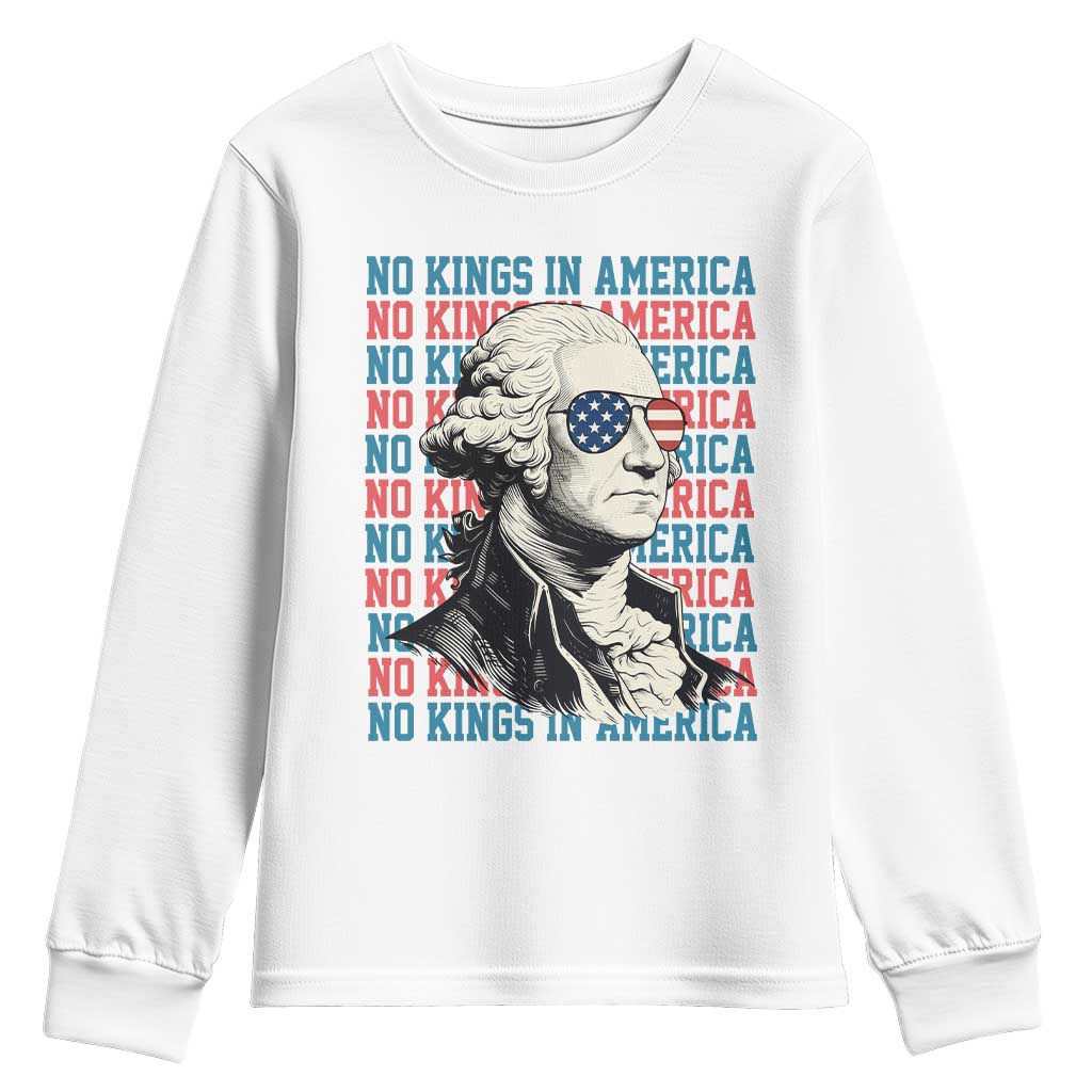 Funny George Washington Protest Youth Sweatshirt No Kings In America