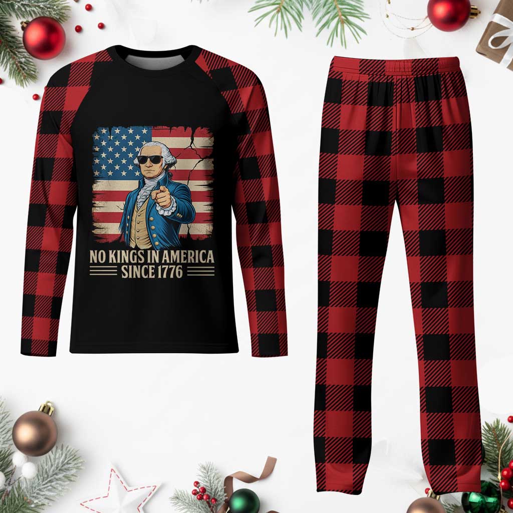 Patriotic George Washington Plaid Pajama Set No Kings In America