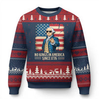 Patriotic George Washington Ugly Christmas Sweater No Kings In America