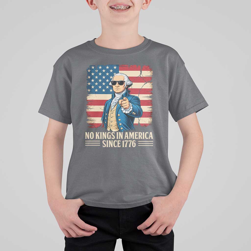 Patriotic George Washington T Shirt For Kid No Kings In America