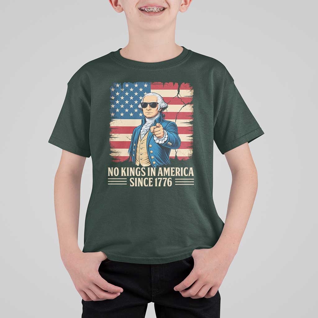 Patriotic George Washington T Shirt For Kid No Kings In America
