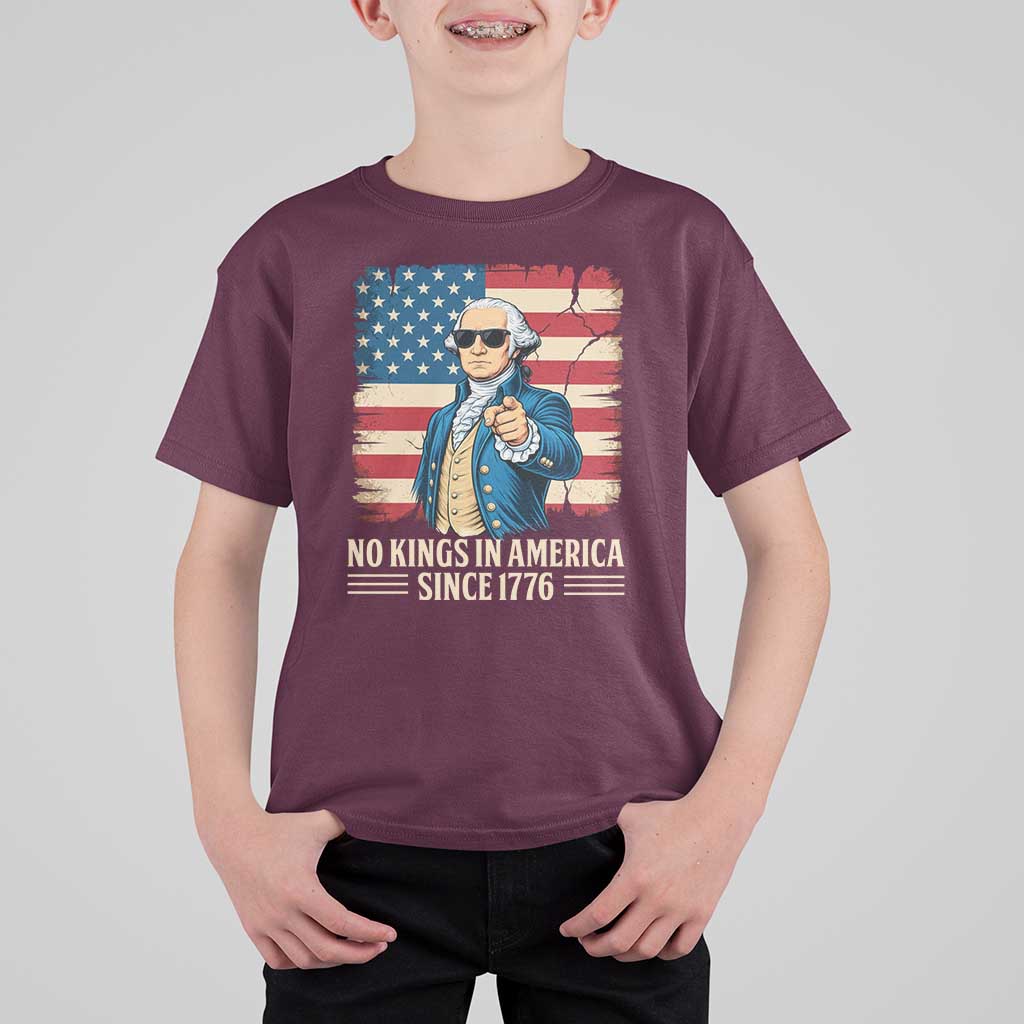 Patriotic George Washington T Shirt For Kid No Kings In America