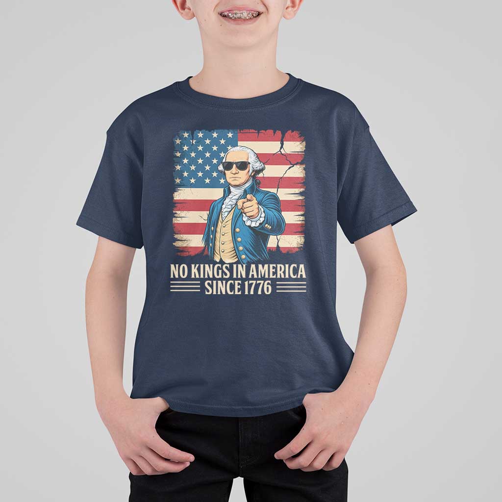 Patriotic George Washington T Shirt For Kid No Kings In America
