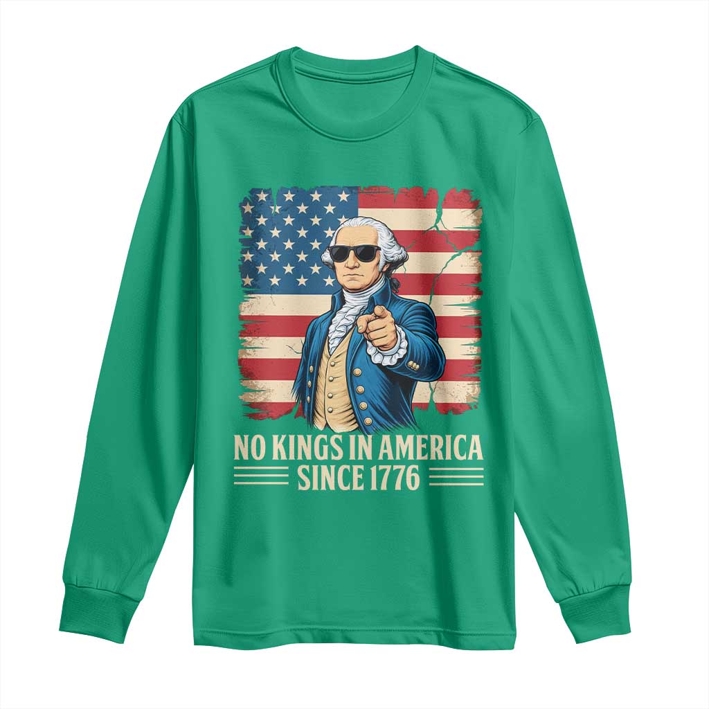 Patriotic George Washington Long Sleeve Shirt No Kings In America