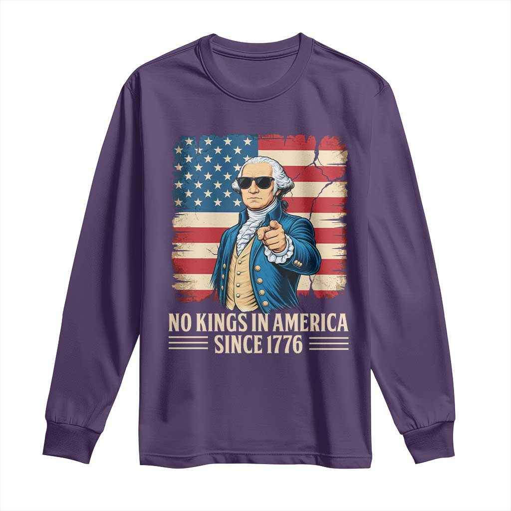 Patriotic George Washington Long Sleeve Shirt No Kings In America