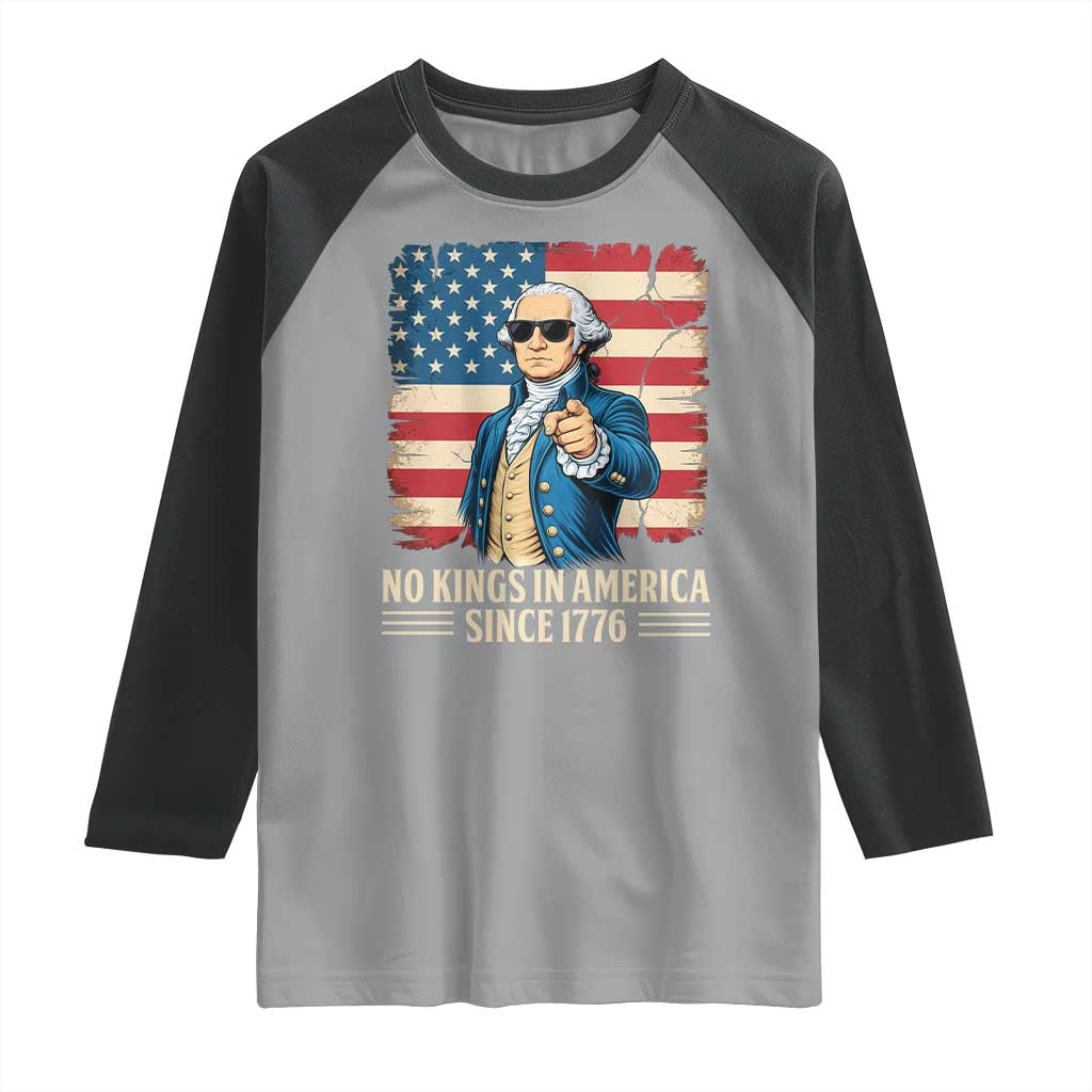 Patriotic George Washington Raglan Shirt No Kings In America