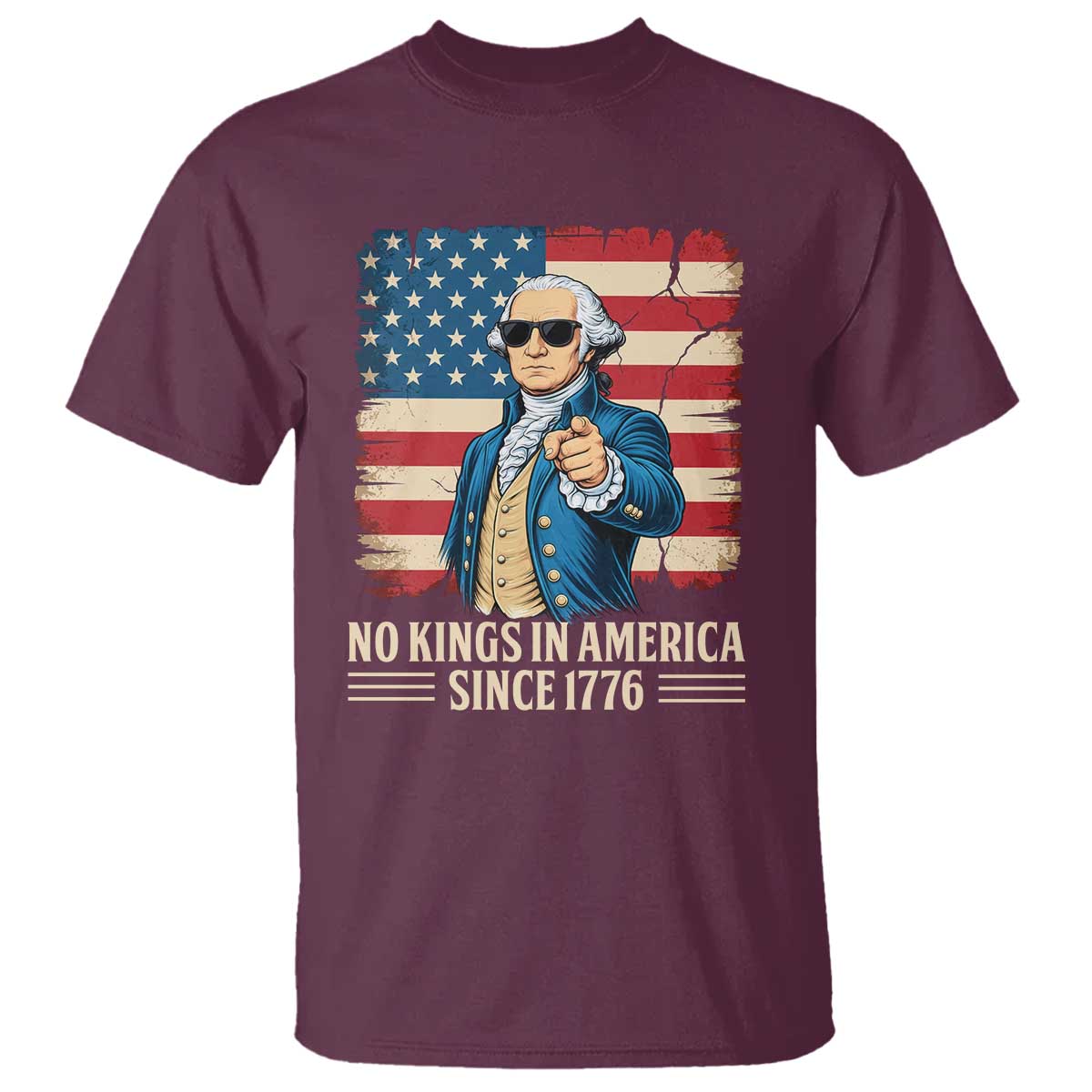 Patriotic George Washington T Shirt No Kings In America