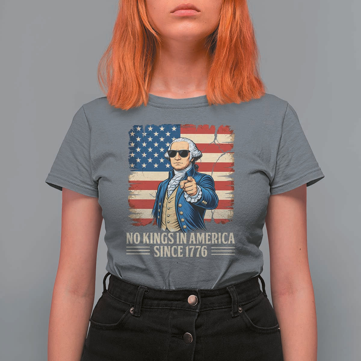 Patriotic George Washington T Shirt For Women No Kings In America