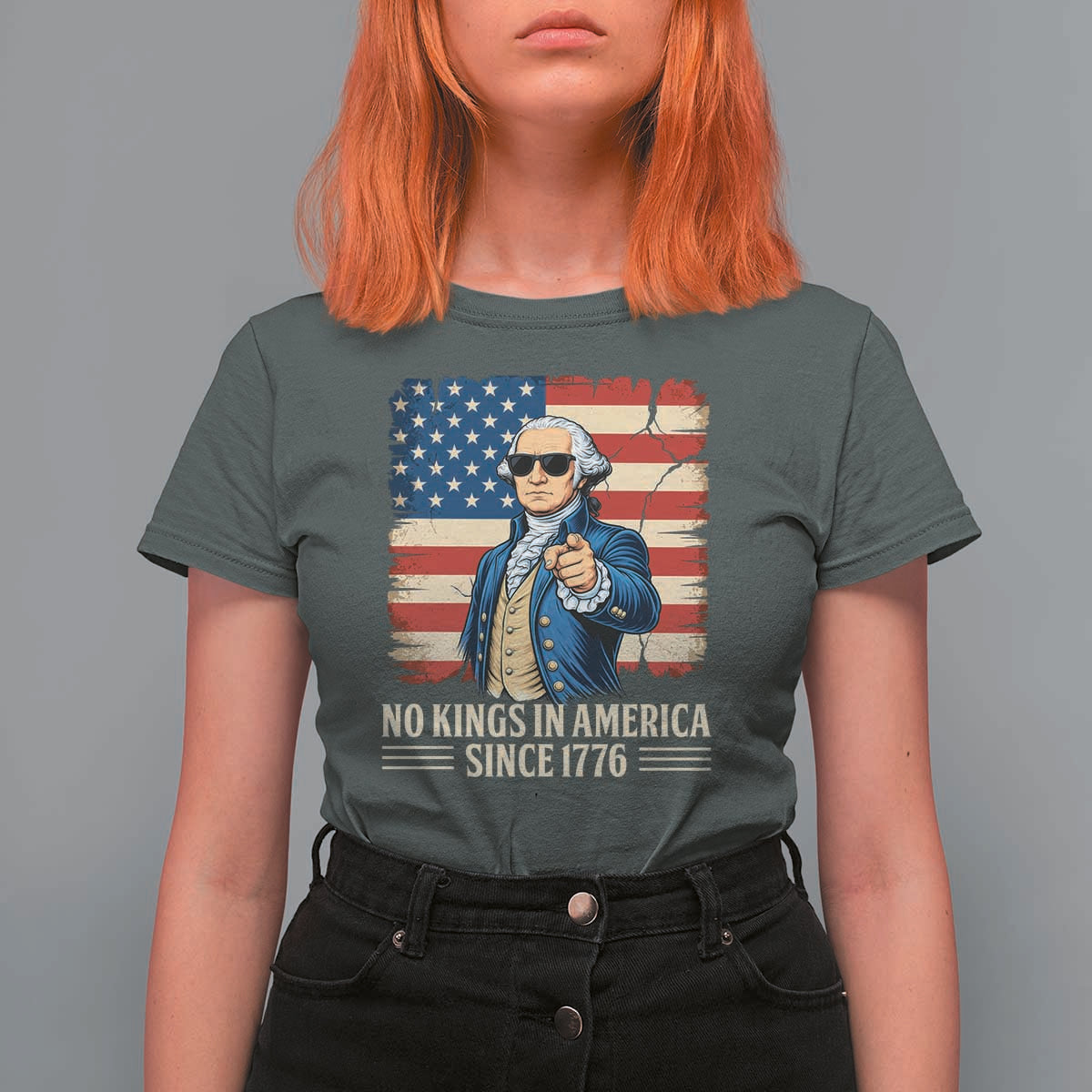 Patriotic George Washington T Shirt For Women No Kings In America