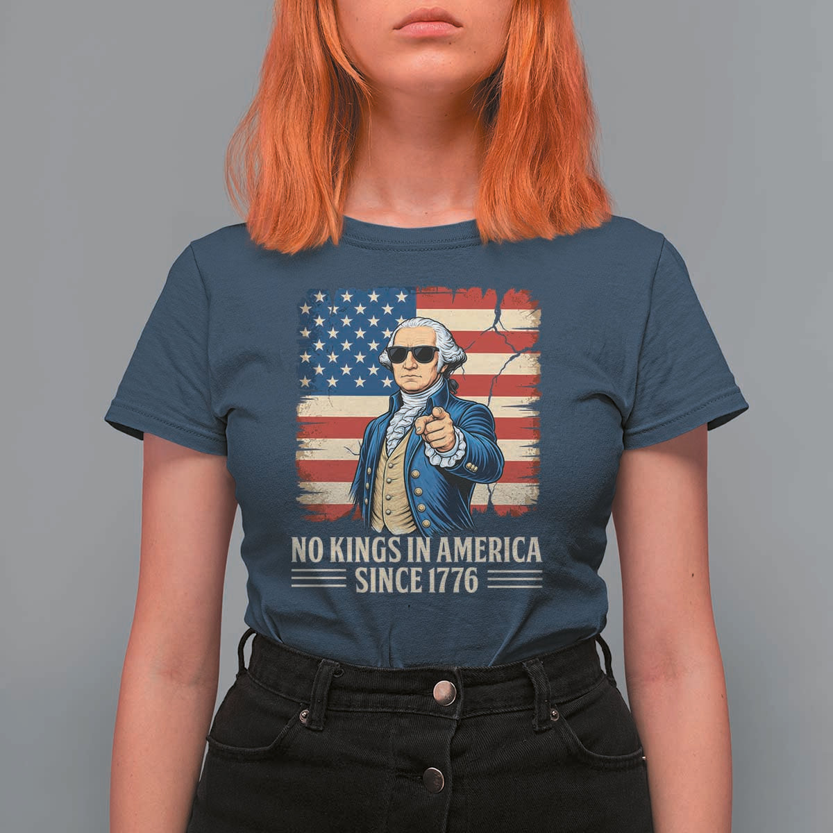 Patriotic George Washington T Shirt For Women No Kings In America