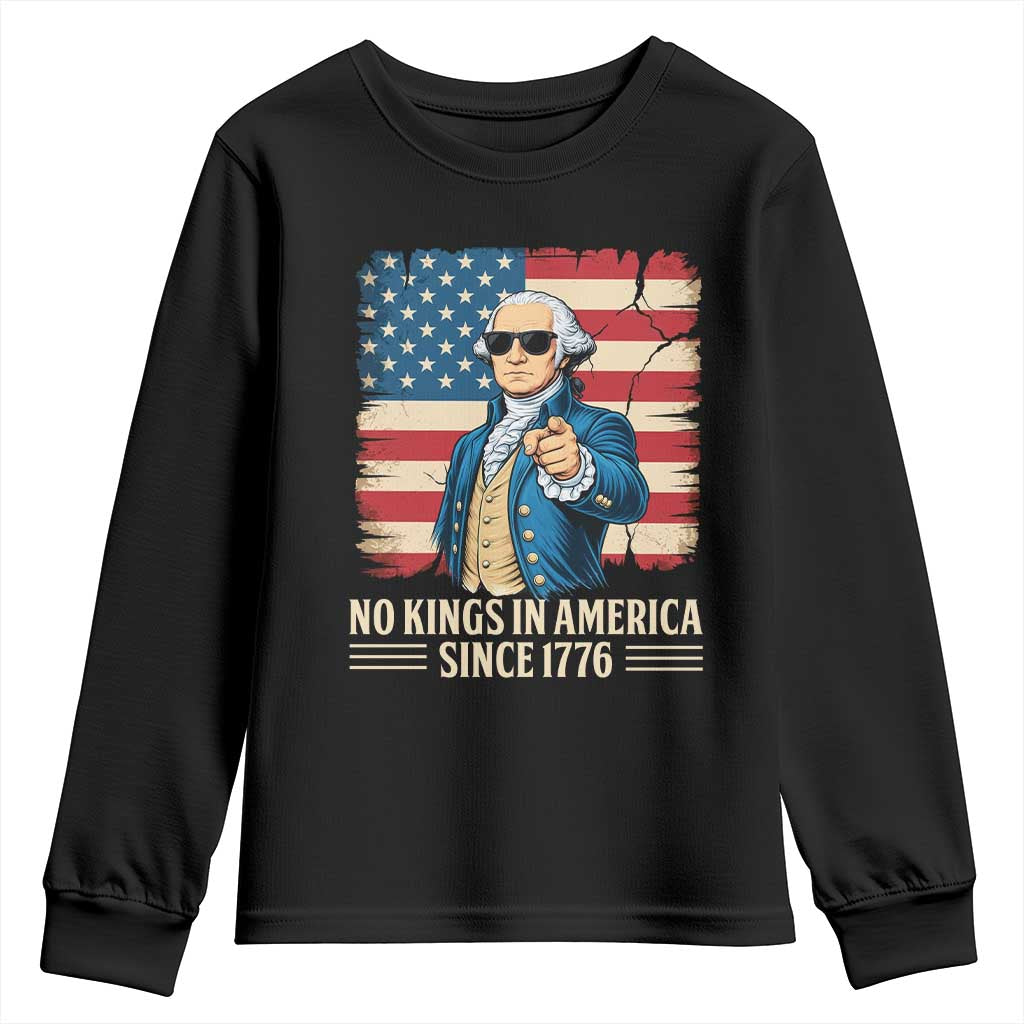Patriotic George Washington Youth Sweatshirt No Kings In America